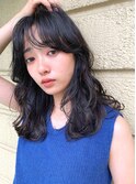 【marfe】レイヤーカット_ニュアンスパーマ_黒髪セミロング
