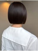 ぱつっとボブ ミニボブ 暗めグレージュカラー ラインボブ