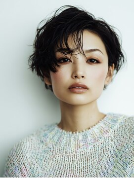 ヒマル 学芸大学(Himaru) 大人女性/ヘアセット黒髪/ボブルフ/ネビージュ/小顔/ショート