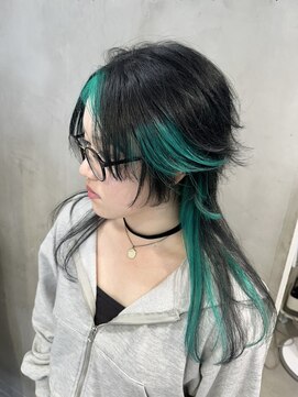 シーン(seen) ◆派手髪デザインカラーロングウルフシャギーウルフレイヤー