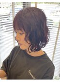 ワインレッドラフパーマ