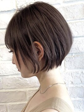 デイジー インデックスヘア 大島店(DAISY index hair) 大人かわいいミルクティーブラウン前下がりボブ丸みショートボブ