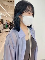 ギグスダブル 栄久屋大通店(gigs double)&nbsp;レイヤーカット/イヤリングカラー/アッシュブルー