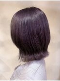 ボブ　パープル　艶髪　髪質改善カラー　ショート