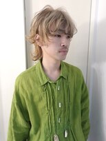 ケアブリーチハイトーンメンズベージュカラーミディアムウルフ