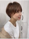 大人ショートボブ丸みショートカットマッシュショート前髪あり