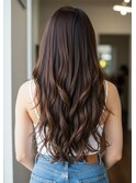レイヤーロングベージュ20代30代40代くびれエクステ韓国ヘア
