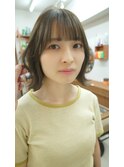 透明感オリーブグレージュ×ホイップボブ