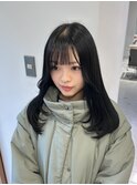 ミディアムヘア暗めカラーデザインカラーフェイスフレーミング