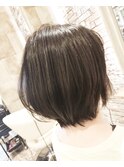 オリーブカラークールショート前下がりボブ[池袋/髪質改善/ボブ]