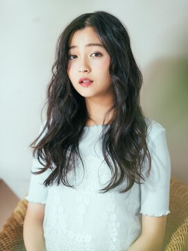 カバーヘア ブリス 上尾西口店(COVER HAIR bliss) アッシュブラック波巻きウェーブレイヤーロングtk2上尾