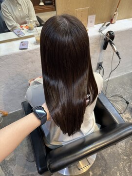 チャプター 問屋町(chapter) 透明感ケアカラーオリーブブラウン顔まわりカット艶髪韓国ヘア