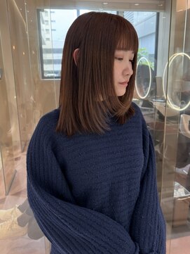 オレンジブラウン×小顔レイヤー