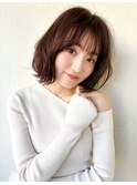 ふんわりボブパーマ/ココアベージュ/大人ガーリー/小顔p川口