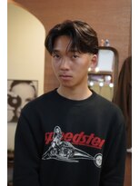 エディ(Edy)&nbsp;メンズセンターパート刈り上げ眉毛カット韓国ヘアブラウンカラー