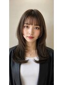 顔周りレイヤー/韓国ヘア/艶ブラウン