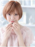 ★ベビーピンク斜めバングフレンチカジュアル10代20代30代★9