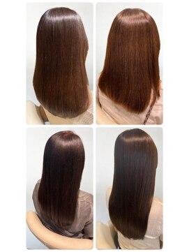 美容室フルール 20代30代40代ストレートアッシュベージュ髪質改善艶感カラー