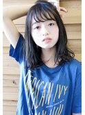 ミディアムヘア 小顔ヘア 黒髪 ブルージュ