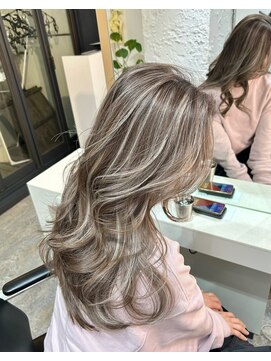 ブレンド 渋谷(BLend) ホワイトグレージュミニウルフデジタルパーマチェリーブラウン