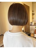 切りっぱなしボブハイライトベージュカラーショートレイヤーロブ
