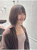 ナチュラルショートレイヤーボブミルクブラウンダークパープル