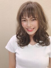 【とろみラベージュ×眉上バング×重軽ローレイヤーHair】 町田