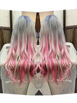 ディー エメ(D-aimer-)&nbsp;押しカラー☆ビビットピンク×薄いピンクメッシュエクステ