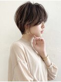 大人可愛い小顔ひし形クビレ丸みボブ20代30代40代大人ショート