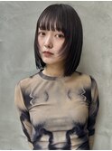 大人ボブ大人ショートボブ切りっぱなしボブ前髪あり前下がりボブ