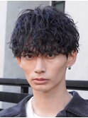大分ツイストスパイラルパーマメンズカットラウンドマッシュ