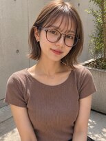 フリー(Free) 20代30代40代50代似合わせショートボブミルクティーベージュ