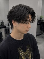 ニュイメン 茨木店(nui MEN)&nbsp;ミルクティーブロンド/ダークブルー/デジタルパーマ/茨木