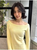 ダークグレー×ミディアムボブ
