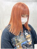 オレンジベージュダブルカラーブリーチカラーハイトーンカラー