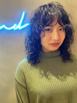 ロンドポレール 北千住(Lond polaire) 【航治郎】くるくるデザインパーマ/グレージュ/ペールベージュ