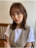 大人かわいいピンクベージュ/小顔シースルー前髪/くびれヘア