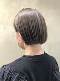 ボブ/ミルクティーベージュカラー/ブリーチ/丸みショート/原宿