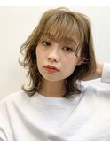 \ふわっとボブ/ケアカラー×カーキベージュ
