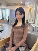 #黒髪#ミディアム#ストレートヘア