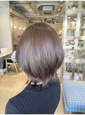 30代40代ミディアムウルフ乾かすだけアッシュグレージュ透明感
