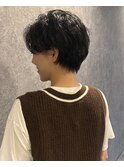 ショートボブ/マッシュショート/ニュアンスパーマ/前髪なし