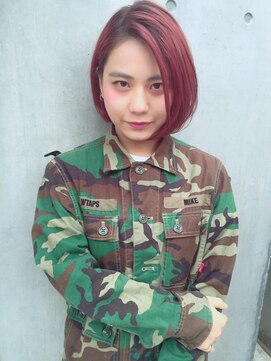 フッズ(HOODS) ボブ　ピンクカラー　ショートボブ