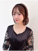 お呼ばれボブ◎ゆるふわ巻き髪×透明感ミントベージュ
