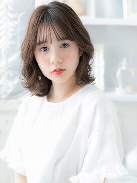 カバーヘア 上尾西口店(COVER HAIR) 黒髪シースルーバング小顔くせ毛風ロブヘアb上尾