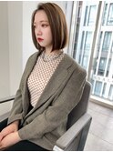 ライムボブ_マロンベージュAラインボブニュアンスカラー透明感