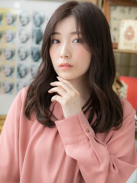 カバーヘア イヴ 戸頭店(COVER HAIR EVE) 黒髪くすみカラー小顔くせ毛風センターパートa戸頭20代30代40代