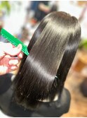 ダークグレージュブリーチなしカラー美シルエット重めロング
