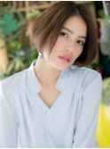 センターパートグレージュツヤ髪ボブh3戸田公園20代30代40代