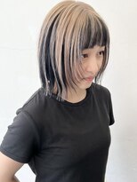 ココ 原宿(KOKO) アンブレラカラーイメチェンブルーブラック外ハネボブブロンド